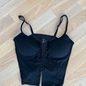 Klassy Network Black Ribbed Bustier Crop Top
